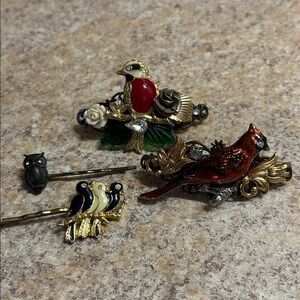 Vintage Bird and Floral Hair Pins